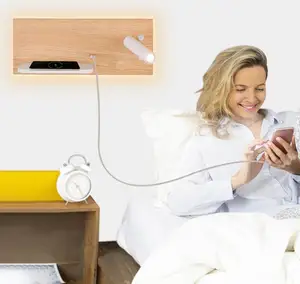 Modern Minimalism Decorative Hotel Indoor Bedroom USB Wireless Charging For Mobile Phones Reading Lamp Bedside Wall Light