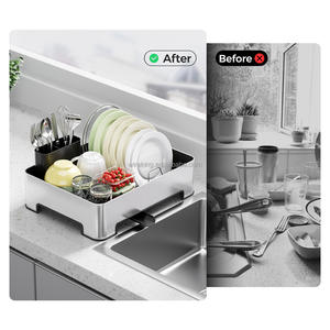 WIREKING, soporte para utensilios de cocina de acero inoxidable, estante para platos para el hogar sobre el fregadero, escurridor de secado de platos - Product Image 3