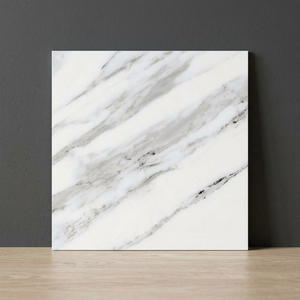 Satvario Classic 600x600mm Glossy Porcelain Tiles White Marble Inspired Interior <b>Wall</b> Floor Collection - Product Image 1