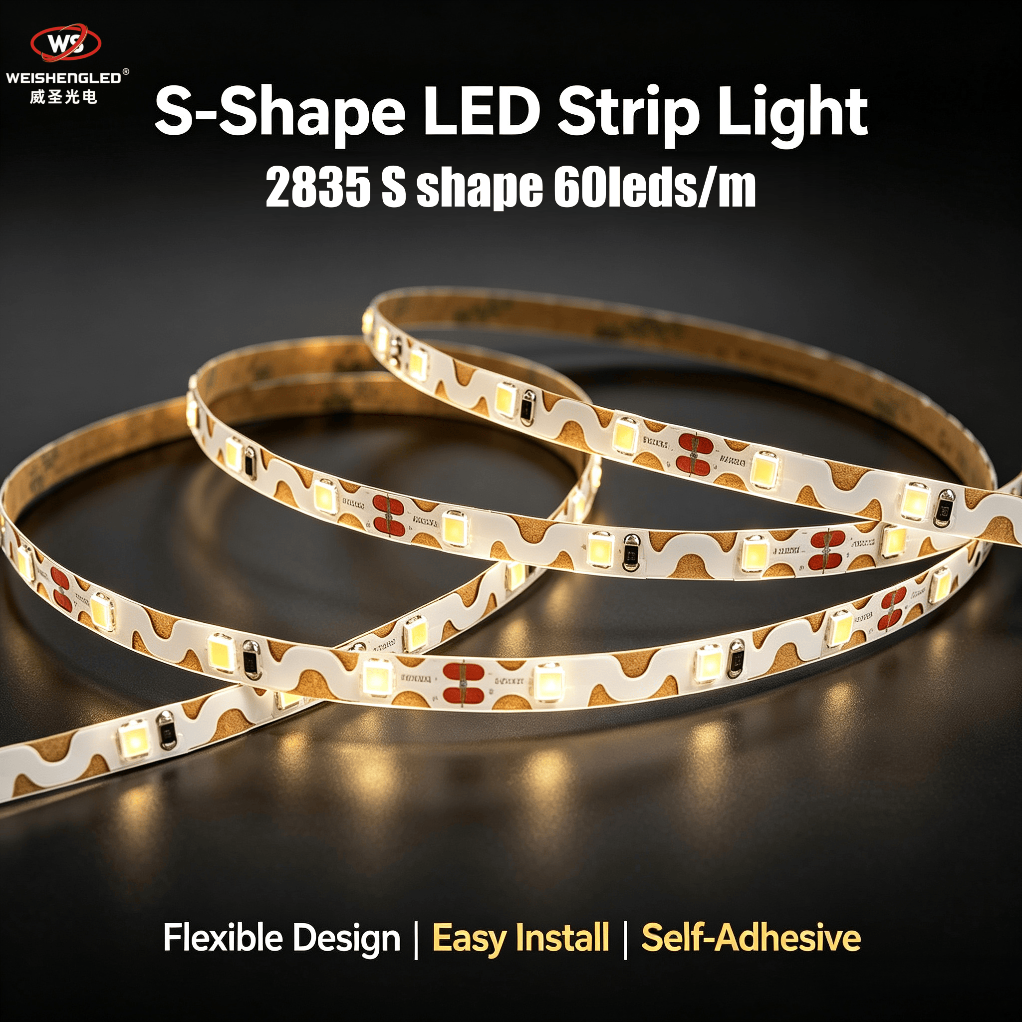 S-Shape Bendable 60 LED Strip | Flexible S Shape Led Strip Light 12V 24V