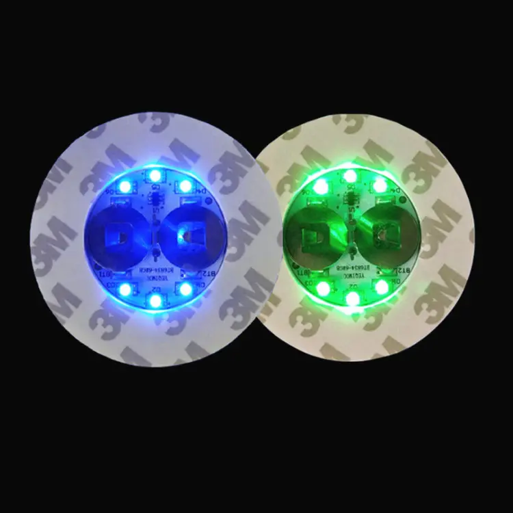 Suporte adesivo led para garrafas, com adesivo, luz colorida, miniadesivo led, para copo, garrafa de bebida