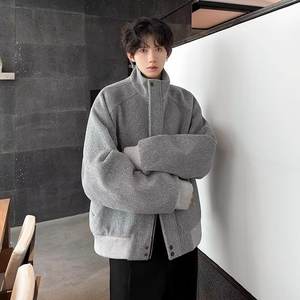 Veste courte à col montant pour homme, style coréen, en laine épaisse, pour l'automne et l'hiver, vente en gros - Product Image 4