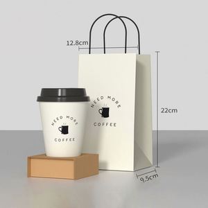 ถุงกระดาษคราฟท์แบบมีหูหิ้วสำหรับกาแฟแบบนำกลับบ้าน ขายส่ง แบบสั่งทำได้ สำหรับใส่แก้วเดี่ยวและแก้วคู่ บรรจุภัณฑ์สำหรับเครื่องดื่ม ชานม และเบเกอรี่ - Product Image 1