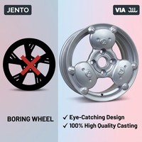 Jantes en alliage JENTO 15 pouces 6J 4x114.3 ET38 CB73.1 en forme d'ours mignon, couleur argent, pour Suzuki Swift, Honda Fit, Nissan Micra JWL VIA