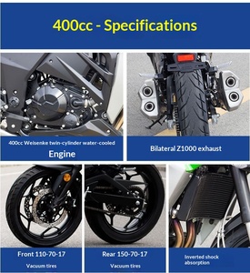 Motocicleta Kawasaki Z1000 Big Python N19 de Doble Cilindro, Refrigeración por <span class=keywords><strong>Agua</strong></span>, 400CC, Estilo Urbano, Motocicleta Deportiva <span class=keywords><strong>Yamaha</strong></span> R6, 180Km/h - Product Image 6