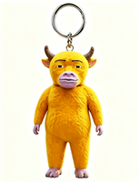 Porte-clés en peluche de vache de dessin animé mignon et adorable (fibre de polyester) – Pendentif en forme de bœuf Niulai – Cadeau idéal ou jouet décoratif