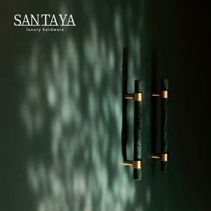 Santaya 拉丝黄铜拉手 厨房橱柜拉手 卧室衣柜抽屉把手 家具大理石拉手 - Product Image 6