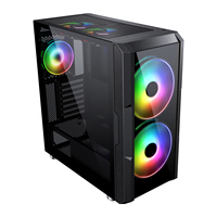 Casing komputer menara penuh kaca tempered, casing komputer usb 3.0 untuk bermain game pc ARGB atx