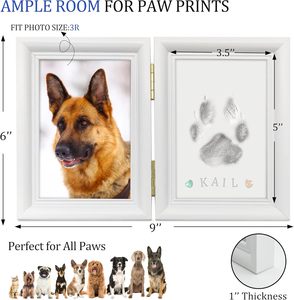 Kit de pâte à modeler écologique pour empreintes de pattes de chien, cadre photo commémoratif pour animaux de compagnie avec breloques - Product Image 6