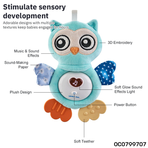 Hibou apaisant électrique pour bébé 2026 Jouets en peluche interactifs bon marché pour bébé avec lumière et son - Product Image 5
