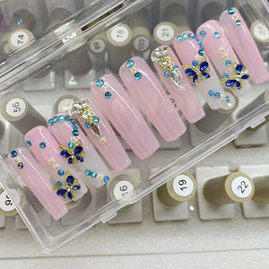 2024 Internet célébrité cercueil en forme d'ongles à la main acrylique diamant conception presse-<span class=keywords><strong>sur</strong></span> ongles ABS matériel - Product Image 1