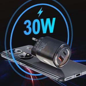 อะแดปเตอร์ชาร์จเร็วสำหรับเดินทางในสหรัฐอเมริกา/ยุโรป 30W USB+Type-c ช่องเสียบคู่ รองรับ PD ขายส่ง - Product Image 2