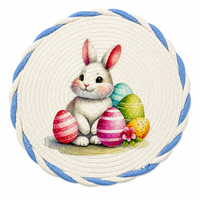 Set de table en corde de coton tressée Lapin de Pâques, fait main, tissé, résistant à la chaleur, antidérapant, réutilisable, écologique, personnalisable pour la salle à manger
