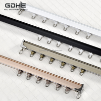 Rail de rideau droit en alliage d'aluminium robuste, plusieurs couleurs, fixation au plafond, avec embout, patin et support