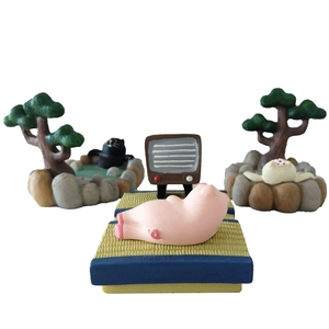 Qingh Sundries, Zakka Tatami, Chat à trois fleurs, Cochon, Source chaude, Support de téléphone portable, Ornements en résine, Style japonais - Product Image 5