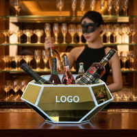Nuevo Soporte de Acrílico de Lujo para Botellas de Champán, Vino y Cerveza con Logotipo Personalizado para Fiestas en Bares y Clubes, Cubo de Hielo LED con Luz