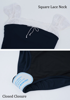 Elegante Maillot de Ballet con Encaje Floral y Mangas Cortas para Mujer Adulta, Espalda Abierta en U, para Clases de Ballet, Exámenes y Entrenamiento