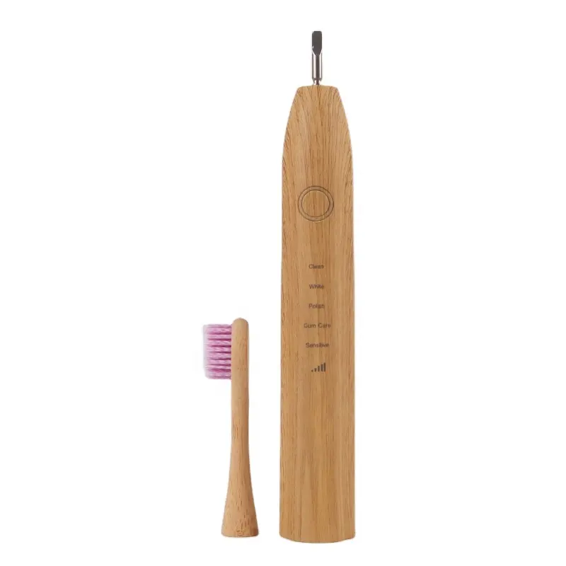 Одобренная CE Экологически чистая Экологичная перезаряжаемая звуковая зубная щетка бамбуковая электрическая зубная щетка