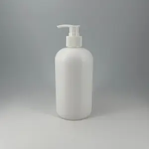 Frascos redondos de plástico para shampoo, recipientes cosméticos PE personalizados de alta qualidade de 500 ml com bomba de loção 28/410 24/410
