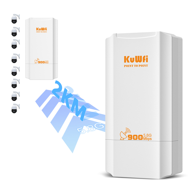 KuWFi 5.8GHz Outdoor CPE 2km Long Range, 900Mbps Wireless Bridge | Point-to-Point Extender for 3D Projection