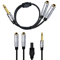Câble d'extension audio en Y 1 mâle vers 2 femelles 6,35 mm mono pour haut-parleur YR-L-90