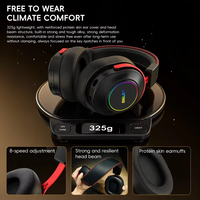 Casque de jeu sans fil JINMS V9 Plus avec audio spatial 7.1, double batterie remplaçable de 1500 mAh, écouteurs pour joueurs