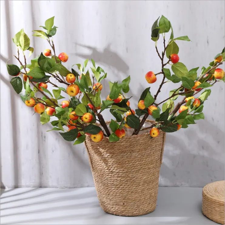 Artificial branch with olive branch with fruit floral stems pomegranate Real Touch Berries 6 Heads Branches new trend product