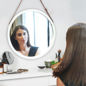 Round <b>Makeup</b> <b>Mirror</b> White Aluminum Lens Wall Mounted No Drill Bathroom Vanity <b>Mirror</b> - Product Image 4
