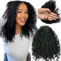 Extensiones de Cabello Humano con Crochet Pre-Separadas de 50g, Ondulado Profundo, Invisibles, 40 Mechones, Color Negro Natural