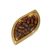 Boîtes à pâtisserie dorées de luxe, vente en gros d'usine, fournitures pour le Ramadan, boîte d'emballage en plastique en forme de feuille pour les sucreries arabes avec couvercle transparent