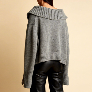 Nuovi Prodotti Abbigliamento Donna a Righe 2026 Inizio Primavera Nuovo Maglione a Maniche Lunghe con Scollo a V in <span class=keywords><strong>Misto</strong></span> <span class=keywords><strong>Lana</strong></span> <span class=keywords><strong>e</strong></span> <span class=keywords><strong>Cashmere</strong></span> - Product Image 4