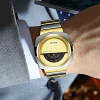 Montre à quartz carrée rétro pour homme, bracelet en acier inoxydable, cadran unique à heures sautantes, montre-bracelet décontractée et élégante
