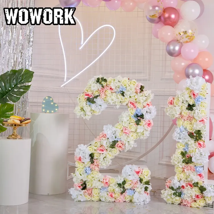 Woworld-letras de flores de espuma para decoración de exteriores, Fondo de flores 3D para decoración de bodas, taller personalizado, 2022