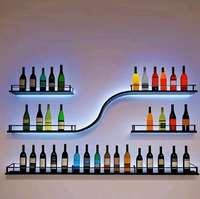 Porte-bouteilles mural moderne en fer forgé écologique à hauteur réglable pour le stockage du vin rouge