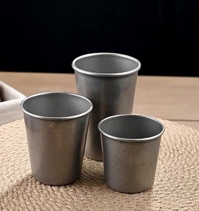 Logo personalizzato Retro argento opaco 304 acciaio inossidabile tazza di caffè stile industriale 200ml ristorante boccale di birra da campeggio tazze da Picnic - Product Image 4