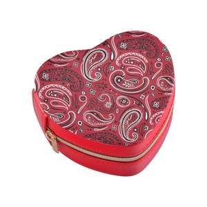 Boho Paisley Design Heart Shape <b>Mini</b> Travel Ring Jewelry <b>Box</b> Portable Pu Leather Custom Travel Packing Jewelry <b>Storage</b> Cases - Product Image 3