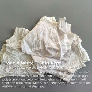 ผ้าเช็ดทำความสะอาดอุตสาหกรรมสำหรับเครื่องรีไซเคิล ผ้าฝ้ายสีขาว ผ้าเช็ดทำความสะอาดเสื้อยืดสีขาว ผ้าฝ้าย 100% สำหรับทำความสะอาด - Product Image 2