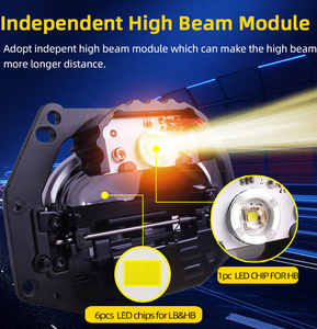 2X Objectif de projecteur bi-LED plus lumineux A11 <span class=keywords><strong>MAX</strong></span> 20W Phare de voiture haute puissance avec système de refroidissement avec lentille bleue - Product Image 4