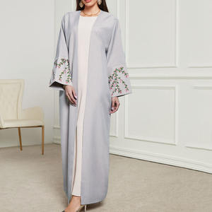 Vente en Gros Modeste Léger Respirant Abaya Robe D'été Traditionnel Musulman Manteau avec Manches Brodées Décontracté ODM Conception - Product Image 1