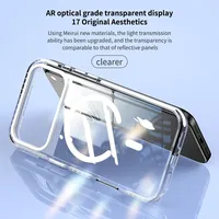 Casing Ponsel Transparan dengan Pinggiran Bergaris PE Mewah dan Pengisian Daya Nirkabel Magnetik untuk iP18 Pro Max 17 16 15