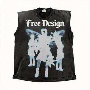 Camiseta sin mangas de punto con estampado de lavado ácido informal de verano para hombre, conjunto de pantalones cortos de algodón 100%, pantalones cortos de sudor con estampado personalizado - Product Image 2