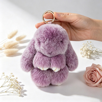 Porte-clés en peluche pour femmes, motif lapin moelleux, couleur personnalisable, accessoire de sac