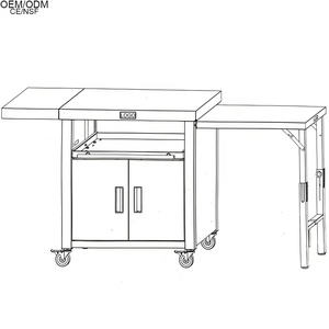 Xe đẩy bếp ngoài trời bằng kim loại bền chắc, bàn phụ gấp gọn, mặt bàn bằng thép không gỉ, đồ nội thất ngoài trời di động, dùng làm bếp nướng - Product Image 4