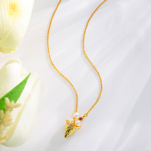 Vente en gros de pendentif en perles d'eau douce pour crème glacée en argent S925 avec collier de bijoux de fête à la mode en diamant pour femmes - Product Image 4