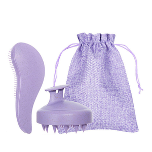 ชุดแปรงนวดหนังศีรษะจากฟางข้าวสาลี 3 ชิ้น/ชุด สำหรับนวดผม แปรงสระผม หวีแปรงผม ช่วยสางผมไม่พันกัน ใช้ได้กับผมเปียก <span class=keywords><strong>ผม</strong></span>แห้ง และผมหยิก - Product Image 5