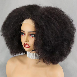 Promotion 53$ Letsfly Afro Kinky Perruques à fermeture en dentelle 4x4 12 14 16 pouces Perruques d'usine Cheveux humains naturels Vente en gros à bas prix - Product Image 1