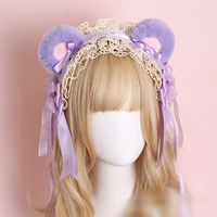 DREAM FASHION Accessoires de cheveux en peluche à pois avec nœud et oreilles, pour costumes de cosplay Lolita, Anime, Comic-Con et Tea Party