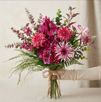 Bunga Sutra Hydrangea Sintetis Baru Buket Merah Mawar Dahlia Buatan Daisy Palsu Gerbera Cosmo Cattleya Freesia untuk Dekorasi Rumah