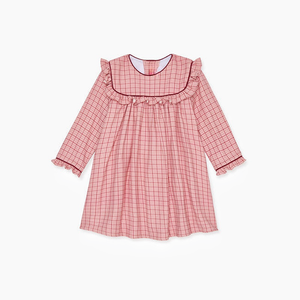 Cửa hàng tùy chỉnh cô gái Dresses mùa hè mùa xuân cotton kẻ sọc Ruffle Thiết kế đầu gối-chiều dài cho trẻ em kỳ nghỉ giản dị quần áo - Product Image 2