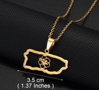Collier pendentif chaîne à maillons plaqué or brillant style classique Porto Rico pour hommes et femmes, en acier inoxydable, décontracté et universel